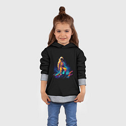 Толстовка-худи детская Неоновый космонавт на луне, цвет: 3D-меланж — фото 2