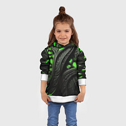 Толстовка-худи детская Green black abstract, цвет: 3D-белый — фото 2