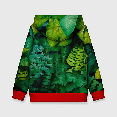 Детская толстовка Леопард в листьях / 3D-Красный – фото 2
