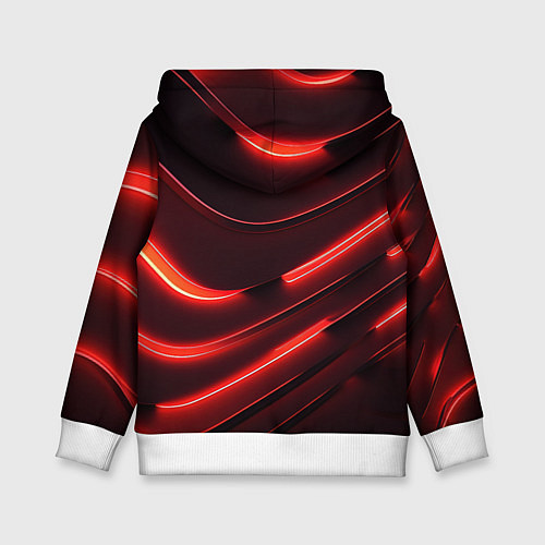 Детская толстовка Красный неоновый герб России / 3D-Белый – фото 2