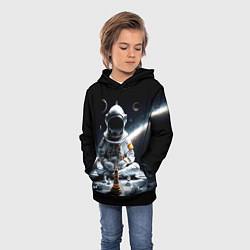 Толстовка-худи детская Космонавт и шахматы, цвет: 3D-черный — фото 2