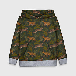 Толстовка-худи детская Зайцы в еловых веточках, цвет: 3D-меланж