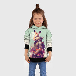 Толстовка-худи детская Заяц на фоне луны - фантазия - нейросеть, цвет: 3D-черный — фото 2