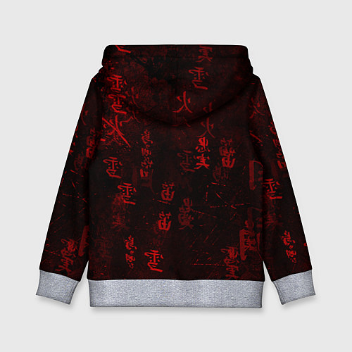 Детская толстовка Красный дракон - иероглифы / 3D-Меланж – фото 2