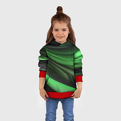Толстовка-худи детская Темная зеленая текстура, цвет: 3D-красный — фото 2