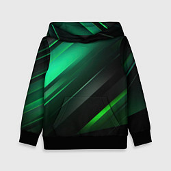 Толстовка-худи детская Black green abstract, цвет: 3D-черный