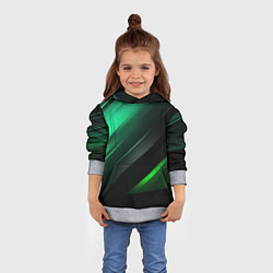 Толстовка-худи детская Black green abstract, цвет: 3D-меланж — фото 2