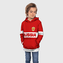 Толстовка-худи детская Russia - красно-белый, цвет: 3D-белый — фото 2