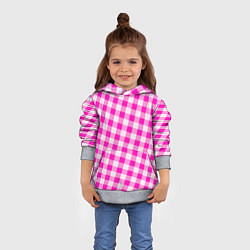 Толстовка-худи детская Розовая клетка Барби, цвет: 3D-меланж — фото 2