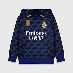 Толстовка-худи детская ФК Реал Мадрид форма 2324 гостевая, цвет: 3D-синий