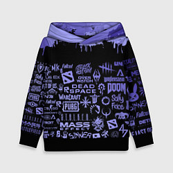 Толстовка-худи детская Games pattern, цвет: 3D-черный