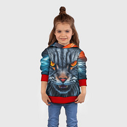 Толстовка-худи детская Angry cat, цвет: 3D-красный — фото 2