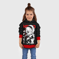 Толстовка-худи детская Nier automata - черный и красный, цвет: 3D-красный — фото 2