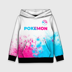 Толстовка-худи детская Pokemon neon gradient style: символ сверху, цвет: 3D-черный