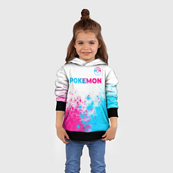 Толстовка-худи детская Pokemon neon gradient style: символ сверху, цвет: 3D-черный — фото 2