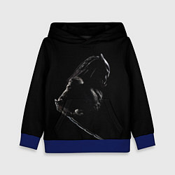 Толстовка-худи детская Хищник на черном фоне, цвет: 3D-синий