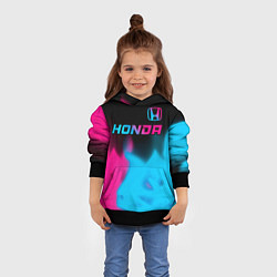 Толстовка-худи детская Honda - neon gradient: символ сверху, цвет: 3D-черный — фото 2