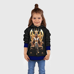 Толстовка-худи детская Египтянка на золотом троне, цвет: 3D-синий — фото 2