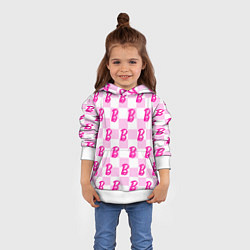 Толстовка-худи детская Розовая шашка и Барби, цвет: 3D-белый — фото 2