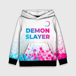 Толстовка-худи детская Demon Slayer neon gradient style: символ сверху, цвет: 3D-черный