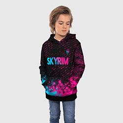 Толстовка-худи детская Skyrim - neon gradient: символ сверху, цвет: 3D-черный — фото 2