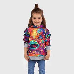 Толстовка-худи детская Кислотные чудики, цвет: 3D-меланж — фото 2