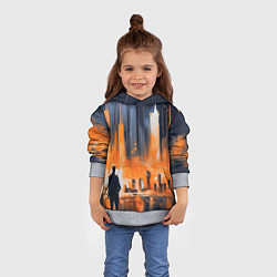 Толстовка-худи детская Мегаполис с силуэтом человека, цвет: 3D-меланж — фото 2