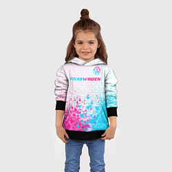 Толстовка-худи детская Volkswagen neon gradient style: символ сверху, цвет: 3D-черный — фото 2