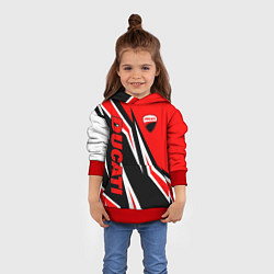 Толстовка-худи детская Ducati- red stripes, цвет: 3D-красный — фото 2