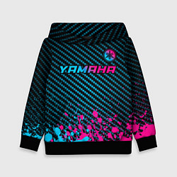 Толстовка-худи детская Yamaha - neon gradient: символ сверху, цвет: 3D-черный