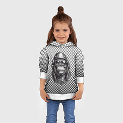 Толстовка-худи детская Клетчатая обезьяна, цвет: 3D-белый — фото 2