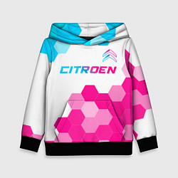 Толстовка-худи детская Citroen neon gradient style: символ сверху, цвет: 3D-черный