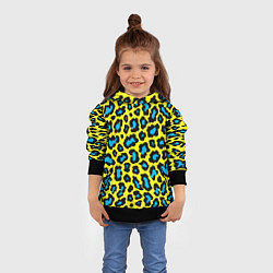 Толстовка-худи детская Кислотный леопард паттерн, цвет: 3D-черный — фото 2