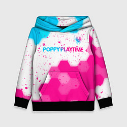 Толстовка-худи детская Poppy Playtime neon gradient style: символ сверху, цвет: 3D-черный