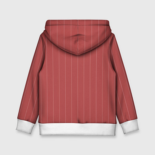 Детская толстовка Серьёзный тёмно-коралловый полосы / 3D-Белый – фото 2