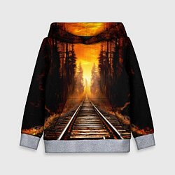 Детская толстовка Железная дорога на закате