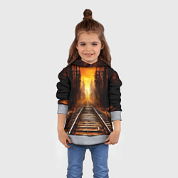 Толстовка-худи детская Железная дорога на закате, цвет: 3D-меланж — фото 2
