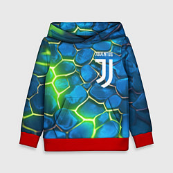 Толстовка-худи детская Juventus blue green neon, цвет: 3D-красный