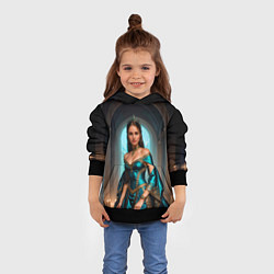Толстовка-худи детская Девушка принцесса в бирюзовом платье с драгоценнос, цвет: 3D-черный — фото 2