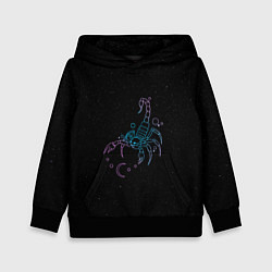 Толстовка-худи детская Знак зодиака скорпион - космос, цвет: 3D-черный