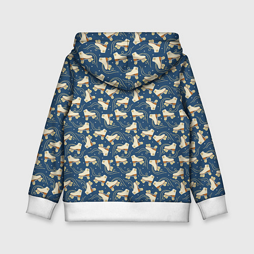 Детская толстовка Ретро ролики со смайлами на синем фоне / 3D-Белый – фото 2