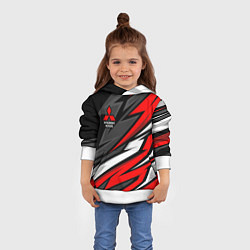 Толстовка-худи детская Митсубиси - красный спортивный, цвет: 3D-белый — фото 2