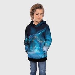 Толстовка-худи детская Зимний ледяной дракон, цвет: 3D-черный — фото 2