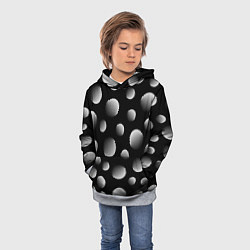 Толстовка-худи детская Шары в полоску на черном фоне, цвет: 3D-меланж — фото 2