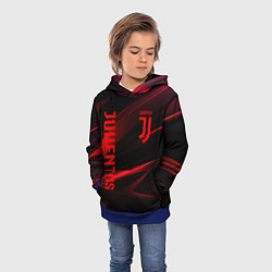 Толстовка-худи детская Juventus black red logo, цвет: 3D-синий — фото 2