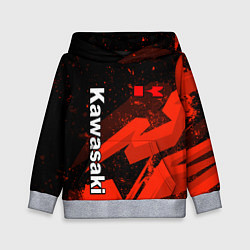 Толстовка-худи детская Кавасаки - красные брызги, цвет: 3D-меланж