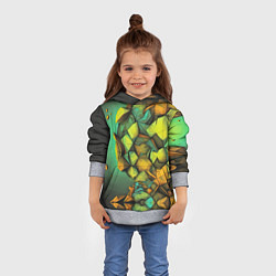 Толстовка-худи детская Зеленая объемная абстракция, цвет: 3D-меланж — фото 2