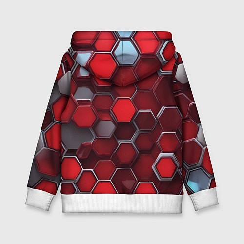 Детская толстовка Cyber hexagon red / 3D-Белый – фото 2