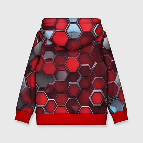 Детская толстовка Cyber hexagon red / 3D-Красный – фото 2