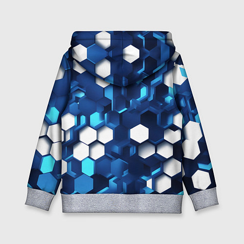 Детская толстовка Cyber hexagon Blue / 3D-Меланж – фото 2